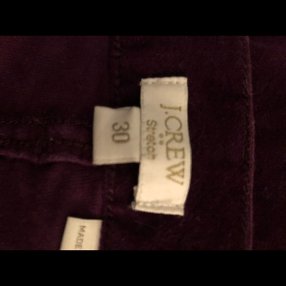 J Crew skinny pants in wine colored velvet. Sz 30 - Picture 3 of 5